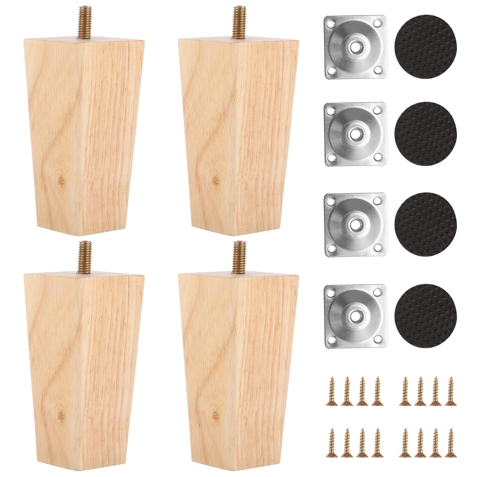 Lot De 4 Pieds De Meuble En Bois Pour Canapé Ou Armoire Noir