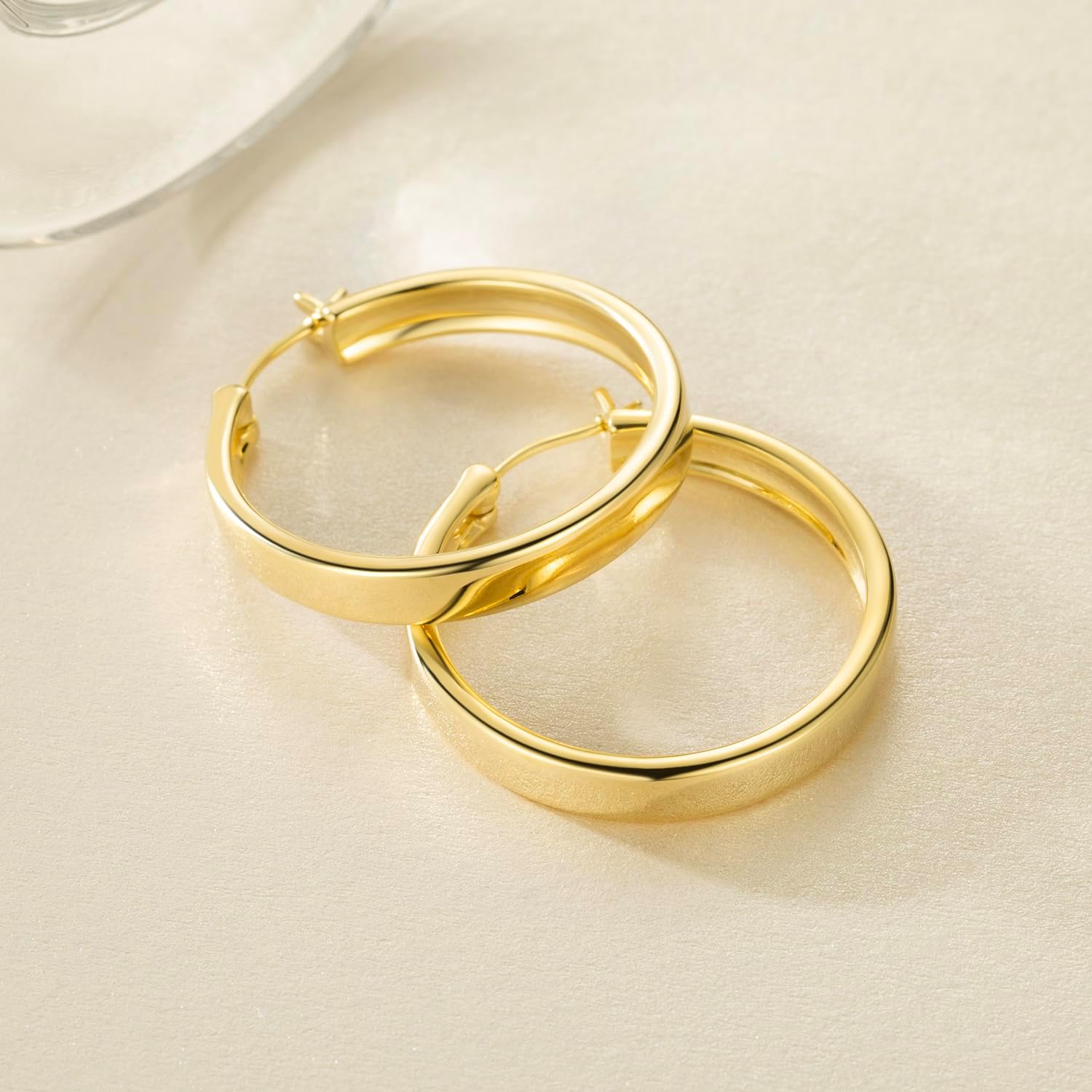 Hoop Earrings for Women 14K Gold Earrings for Women Large Hoops Earring Minimalist in Design with 30mm Diameter Womens Statement Hoop Earring - Image 5