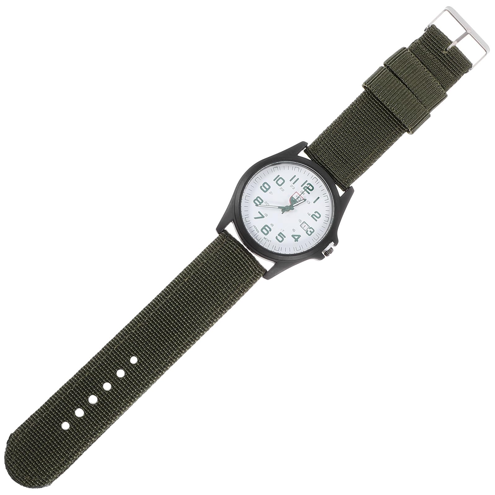 Reloj de Pulsera Calendario Integrado para Hombre de Cuarzo Correa de Nylon Tejido Verde y Diseño Deportivo Elegante para Uso Diario