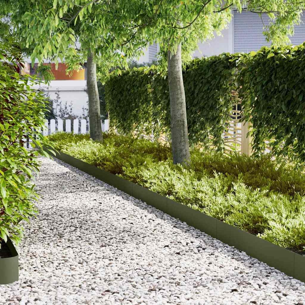 Borde de césped fino para una clara delimitación en el jardín, 10 unidades en verde, 100 x 0,05 x 20 cm, de material resistente a la intemperie