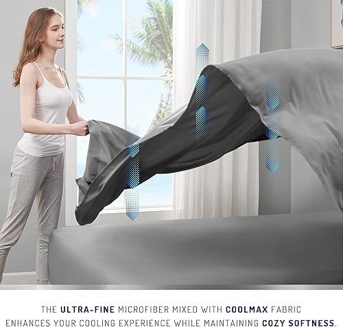 Miniatura 5 de Degrees of Comfort Coolmax Cooling California King - Juego de sábanas El mejor juego de sábanas para personas que duermen con calor Bolsillo suave