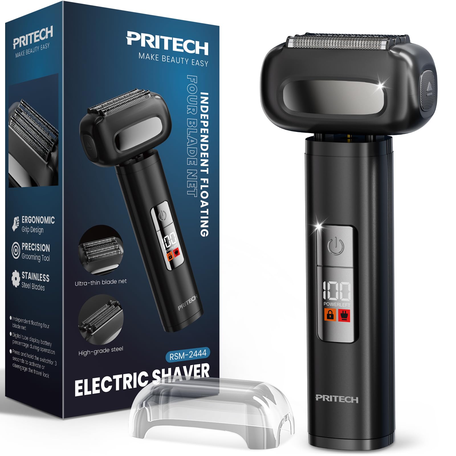 PRITECH Electric Foil Shaver for Men Electric Razor for Men Face Skin-Friendly Design Wet Dry Waterproof Easy Clean