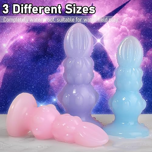 Miniatura 4 de Juguete sexual anal, 3 unidades, coloridos consoladores anales de silicona con fuerte ventosa para jugar con manos libres, juguetes sexuales para