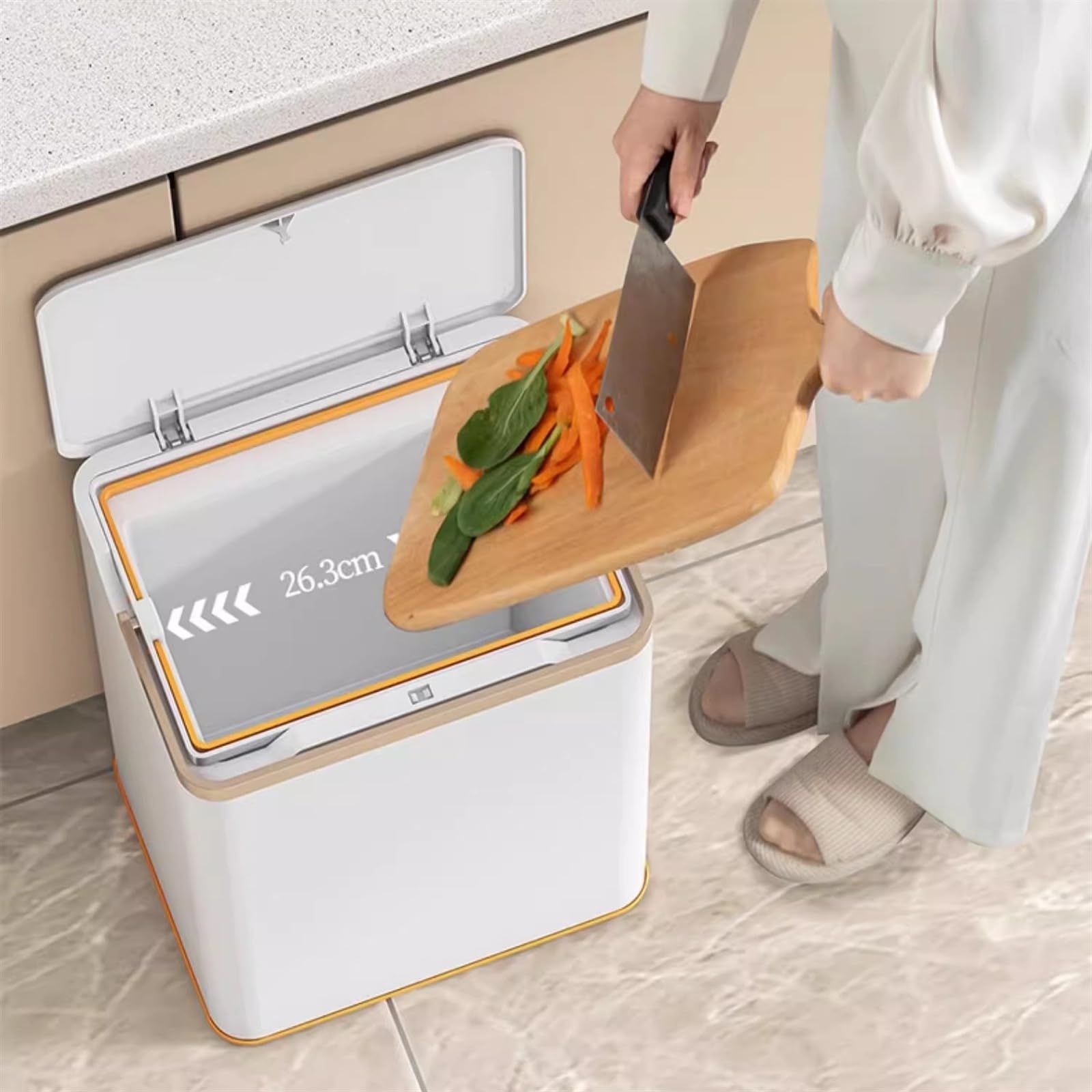 Cubo de Basura ﻿ Bote De Basura con Tapa A Presión Y Ruedas Cocina Cubo de Basura con Pedal ﻿ Cubo de Basura decorati