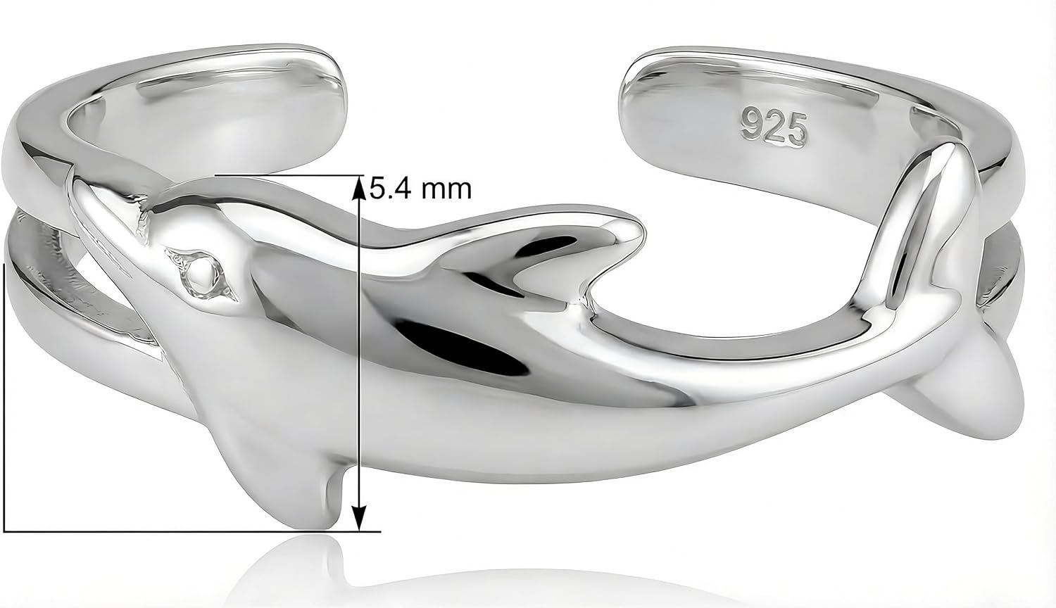 Jewelry Trends Ocean Dolphin Whale Sterling Silver Toe Ring Adjustable-Size | Adjustable for custom fit. Also use as a pinkie or midi ring. Solid Genuine Stamped .925 Sterling Silver