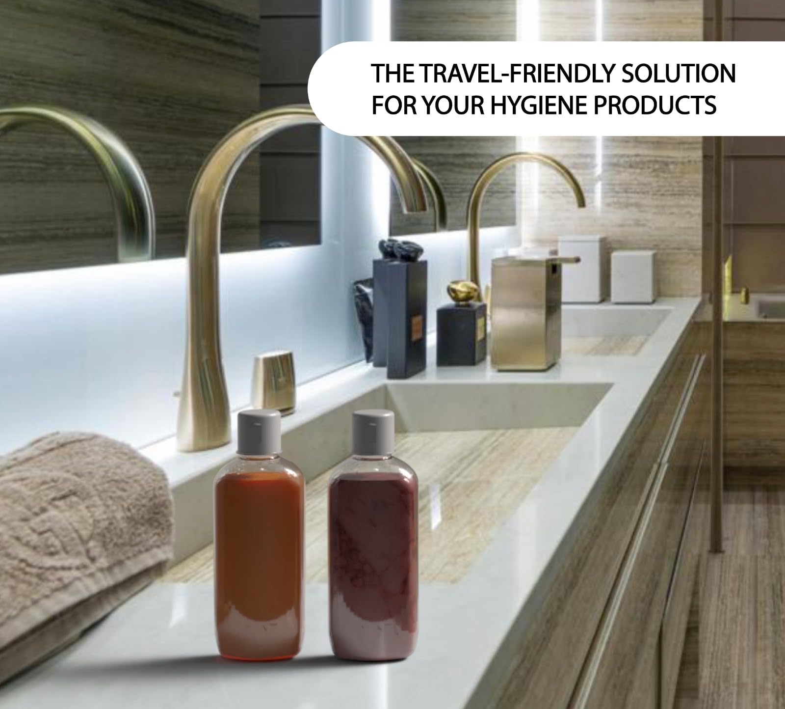 GEPACK 12er Set Wiederverwendbare Reiseflaschen – Je 100 Ml, Aus Recyceltem Kunststoff, Für Shampoo, Duschgel & Mehr