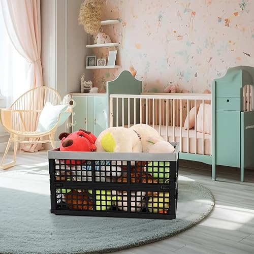 Miniatura 6 de Paquete de 4 cajas plegables de 42 litros, cajas de almacenamiento plegables de plástico grandes