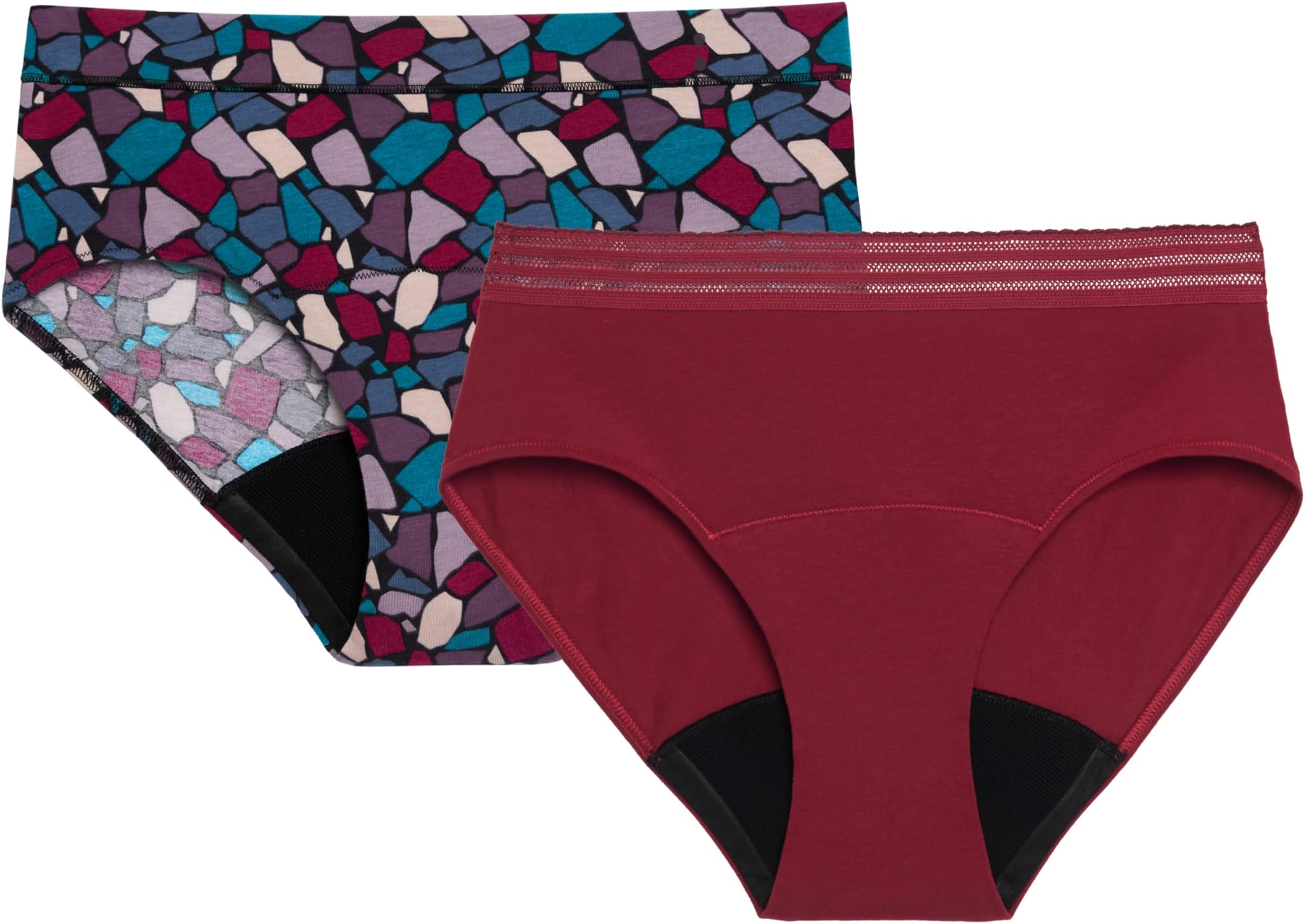 Thinx for AllPeriod Underwear, 12 Regular Tampons, FSA HSA Approved, Leakproof, Reusable & Controls Odor, Mosaic + Rhubarb
