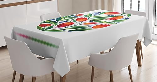 Miniatura 6 de Ambesonne Mantel psicodélico, tecnología retro, patrón geométrico abstracto de los años noventa, impresión artística de píxeles, mantel rectangular