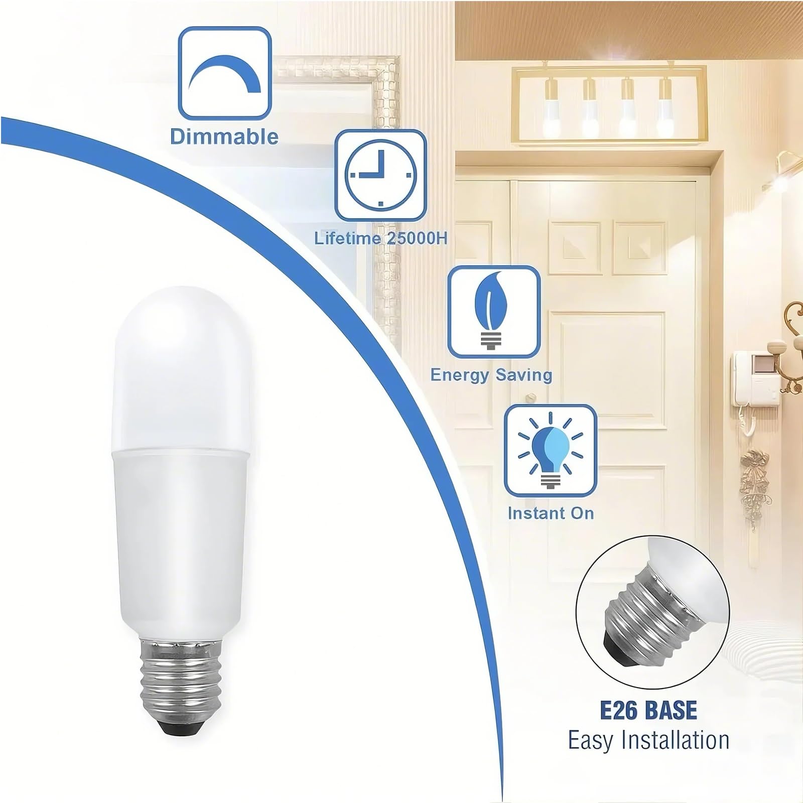 Paquete de 6 Bombillas LED Regulables, Equivalentes a 100 Vatios, 5700K, 1400 Lúmenes, Casquillo de Rosca E26.(13W,Warm)