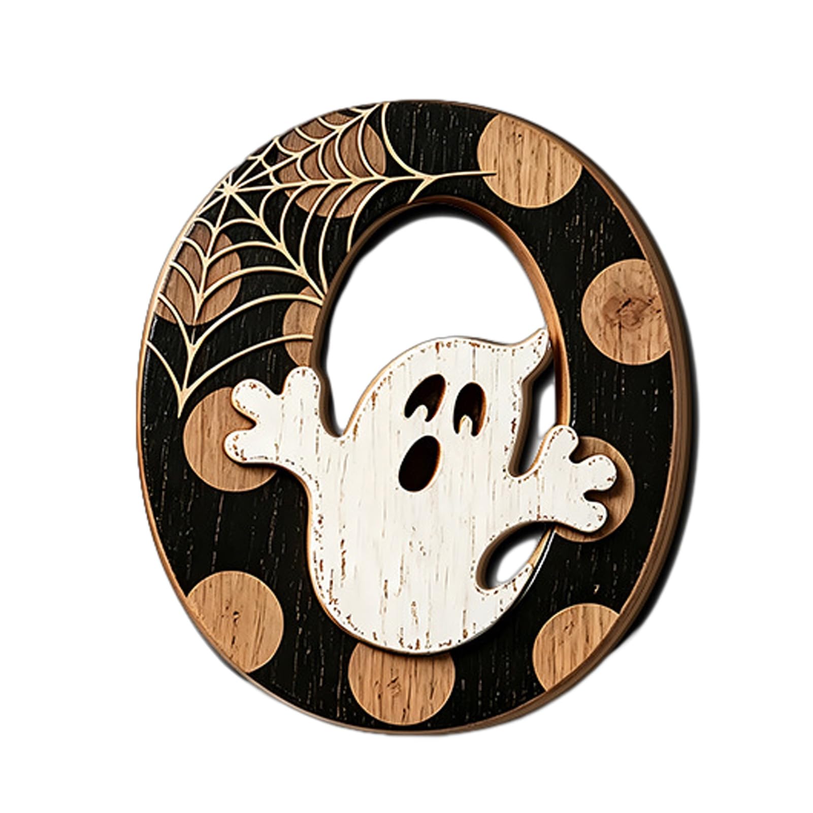 Porceosy Halloween Wooden Ornament, Rustic Ghost Pumpkin Table Sign Decor