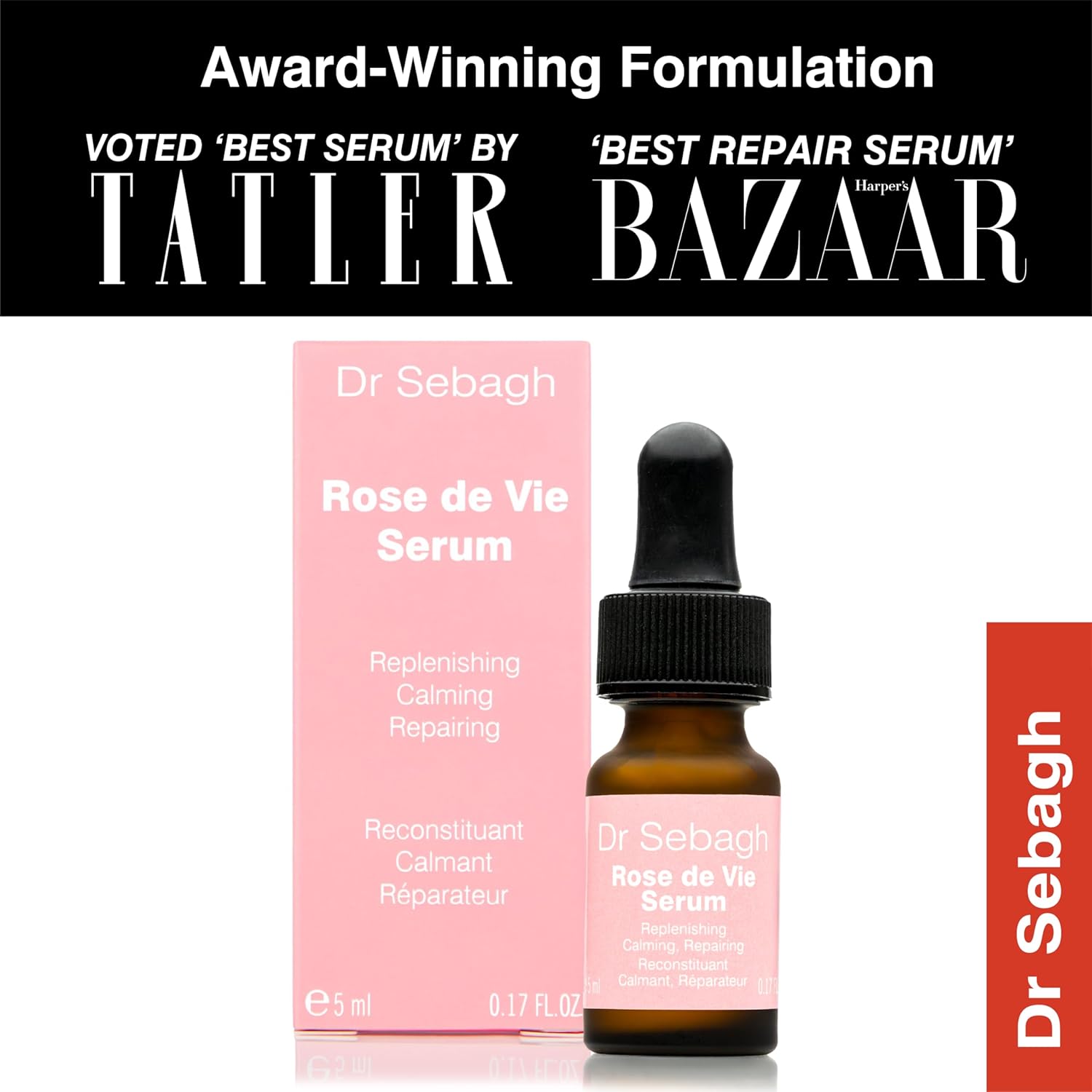 Dr Sebagh Rose de Vie Serum - 0.17 fl oz - Award-Winning Nourishing Anti-Aging Formula - Use with Dry, Mature, or Sensitive Skin - Designed to Soothe Redness & Irritation - Regenerating & Invigorating - Image 3