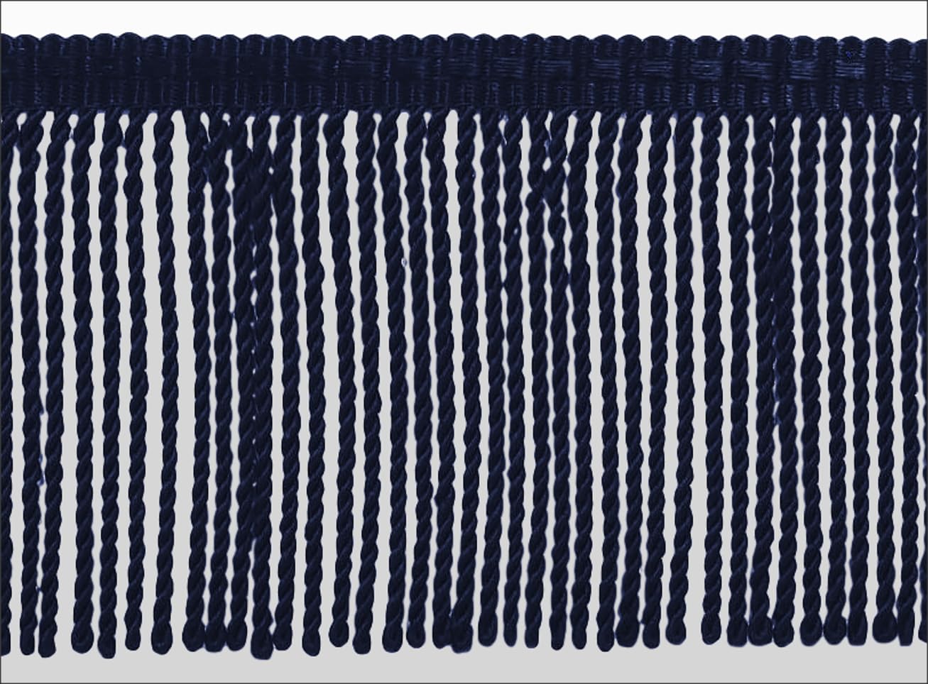 3" (7.5cm) Basic Trim Collection Thin Bullion Fringe Trim with Fancy Woven Gimp Header (Style# BFTC3) Dark Navy Blue #J3 (Dark Blue) 24 Yards (72 ft/21.5m)