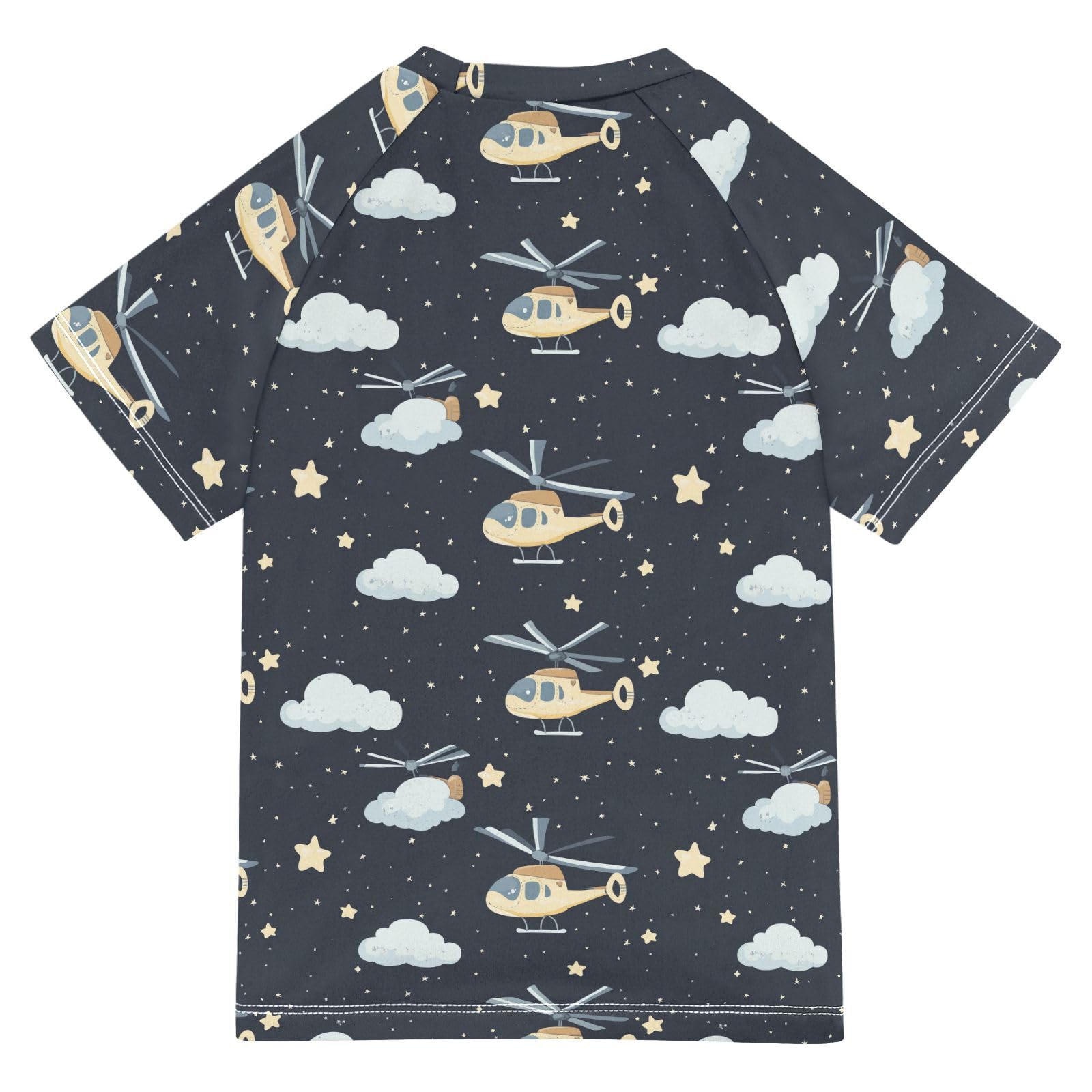 KLL Little Girls Bathing Suitt Short Sleeve Big Girls Swimsuits 3T Helicopter and Stars Cloud Silver