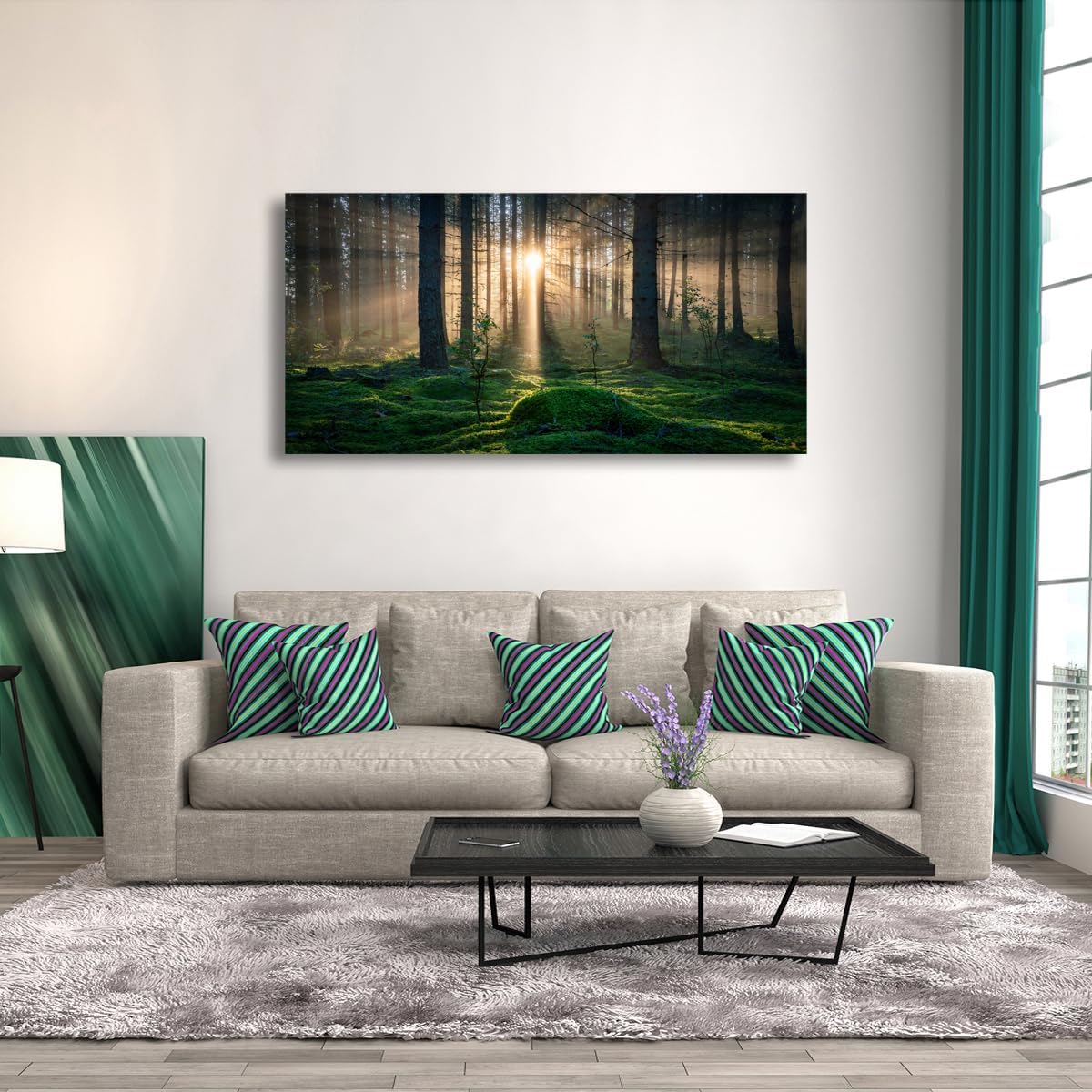 Sunrise Landscape Canvas Wall Art - 20x40 Inches - Tree and Forest Picture Artwork for Living Room and Bedroom Wall Decoration - Nature Painting Prints for a Serene Atmosphere - Image 3