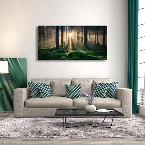 Miniatura 3 de Lienzo decorativo para pared, paisaje de amanecer, 20 x 40 pulgadas, imagen de árbol y bosque, para decoración de pared de sala de estar y