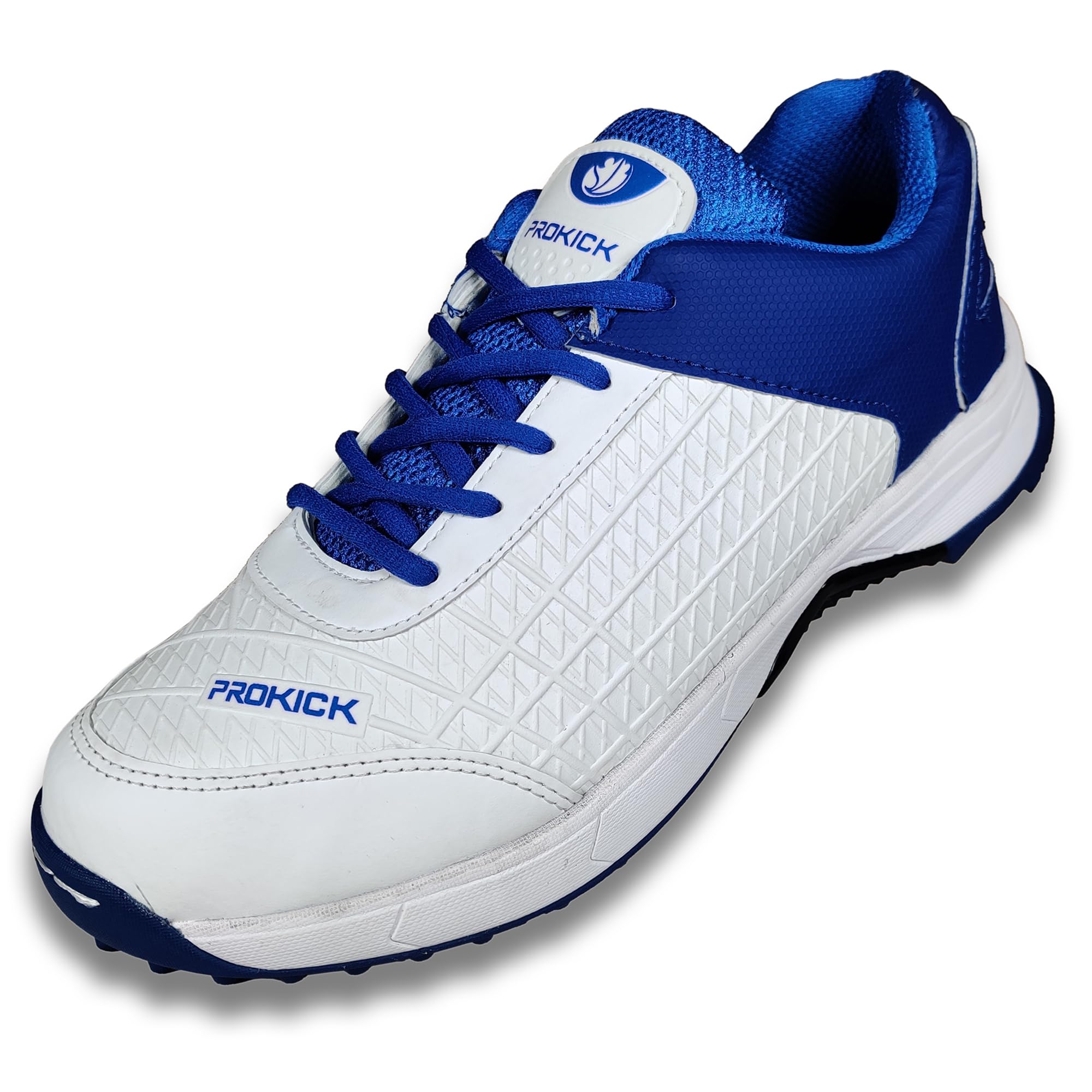 ProkickProkick Strikers Genuine Rubber Spike Cricket Shoes, White/Blue - 9 UK