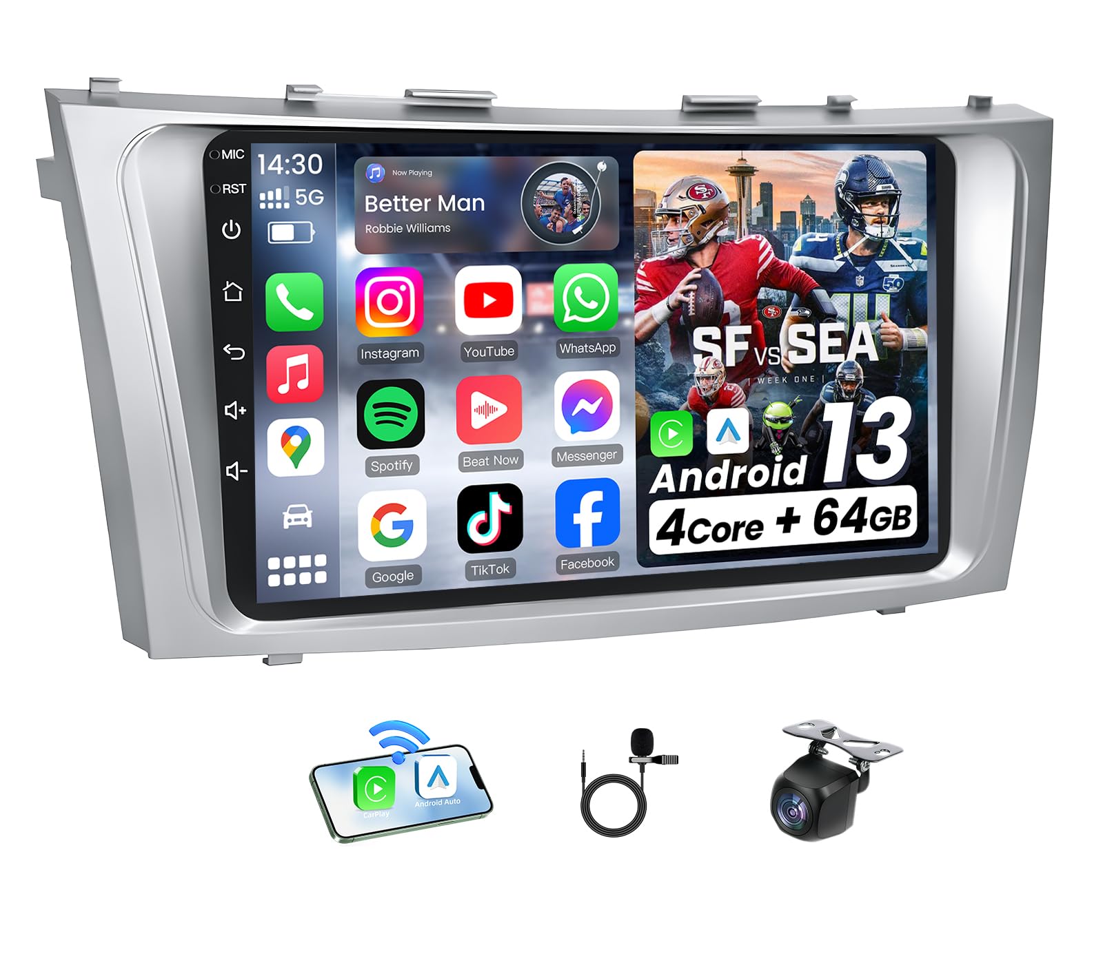 Jerqry 9 Inch Car Radio for Toyota Camry