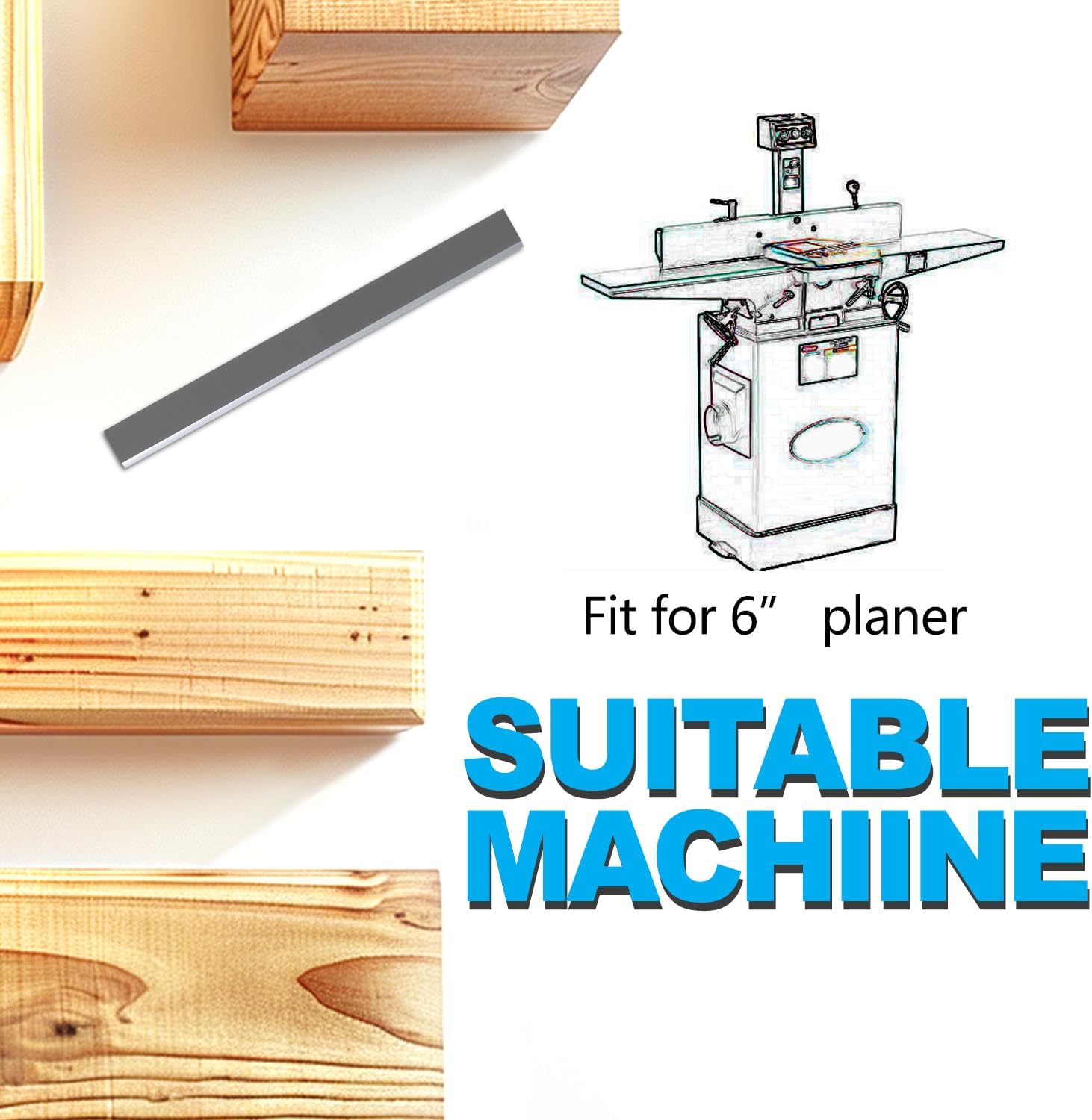 6 Inch HSS Jointer Planer Knives Blades for Grizzly 6"， 6 x 1 x 1/8 Ihches 3pcs