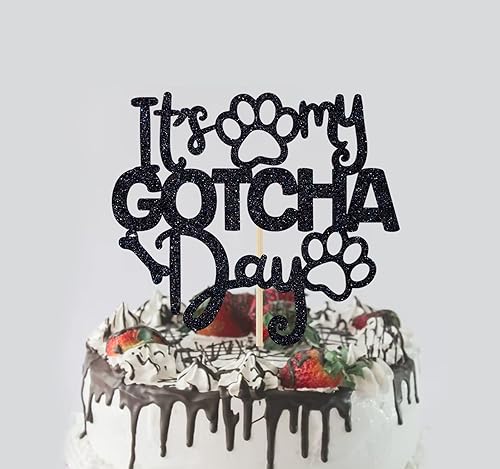 Miniatura 8 de Decoración para pasteles con purpurina dorada It's My Gotcha Day, decoraciones para pasteles del día feliz de Gotcha, decoraciones para fiestas del