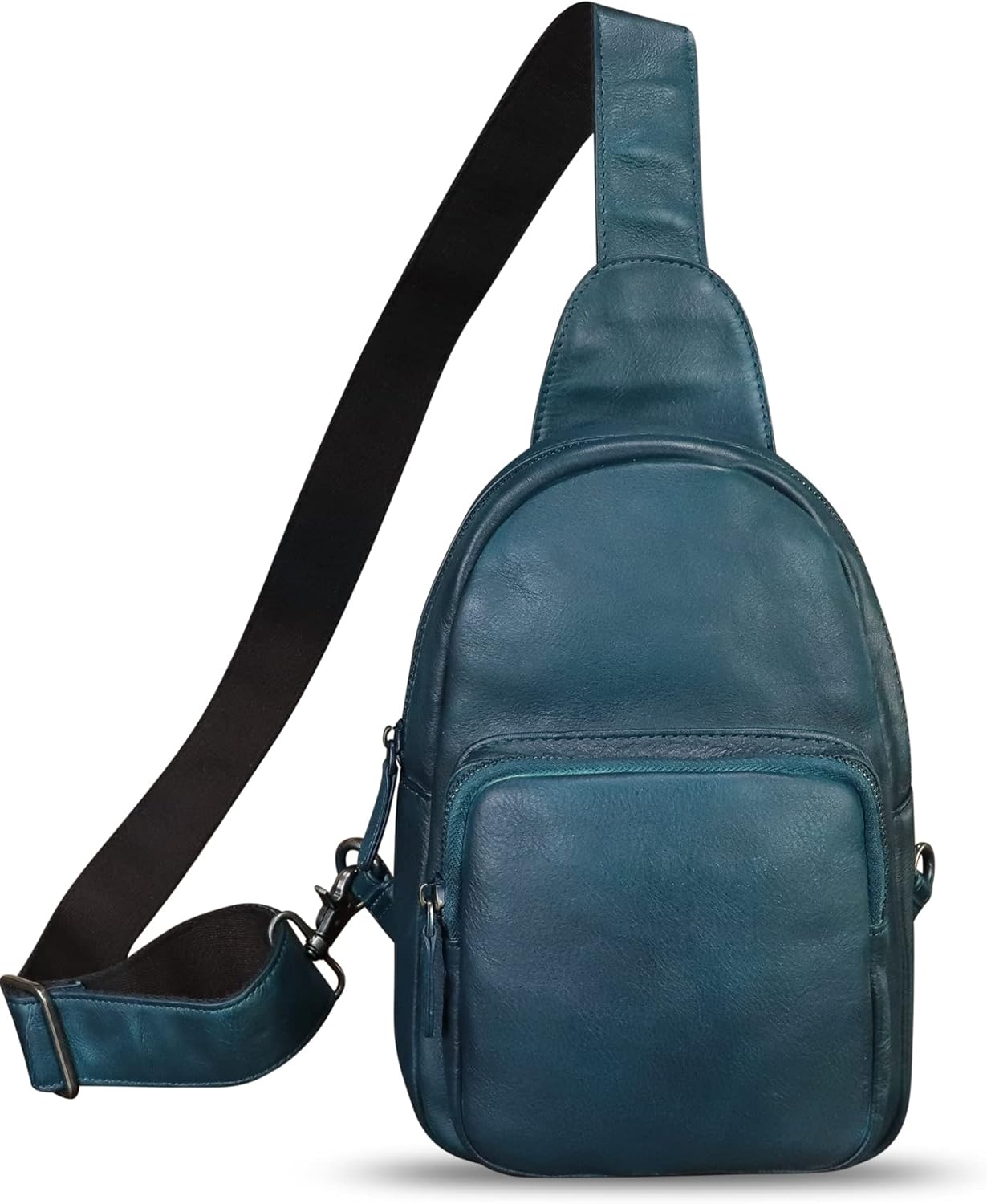 Genuine Leather Sling Bag Retro Crossbody Sling Backpack Handmade Chest Shoulder Daypack Cycling Bag Purse Fanny Pack (Blue) - Image 6