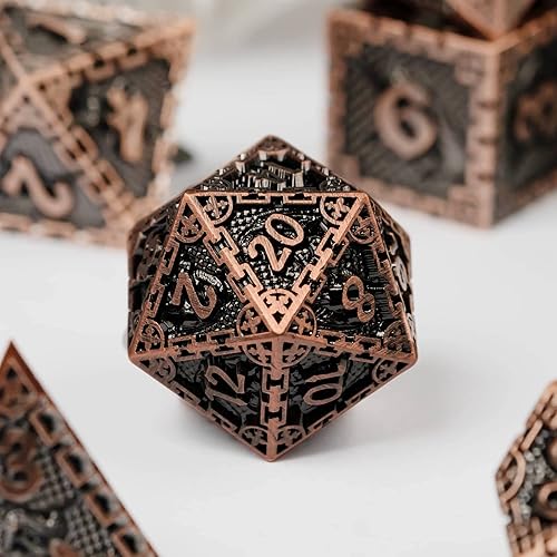 Miniatura 6 de UDIXI DND - Juego de dados poliédricos de metal D&amp;D para Dungeons and Dragons Gift RPG MTG Games - Plata antigua