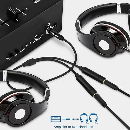 Miniatura 3 de HOSONGIN Cable divisor estéreo de 14 pulgadas (paquete de 2), adaptador TRS macho de 14 pulgadas a doble TRS hembra Y, chapado en oro, cable de