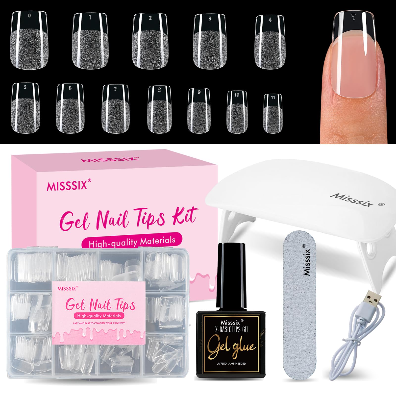 Photo 1 of Misssix Short Square Gel Nail Tips Kit
