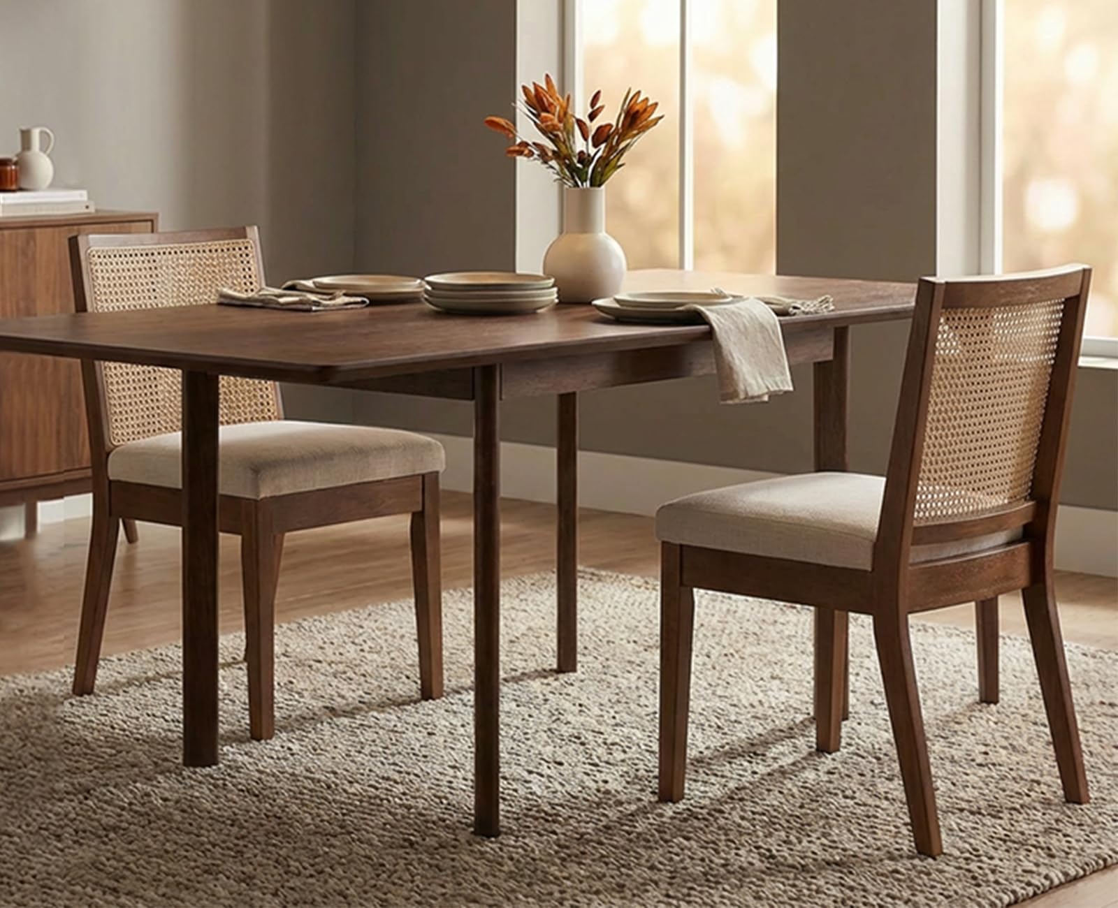 Juego de 2 Sillas de Comedor Silla Cocina Macro de Madera,Beige