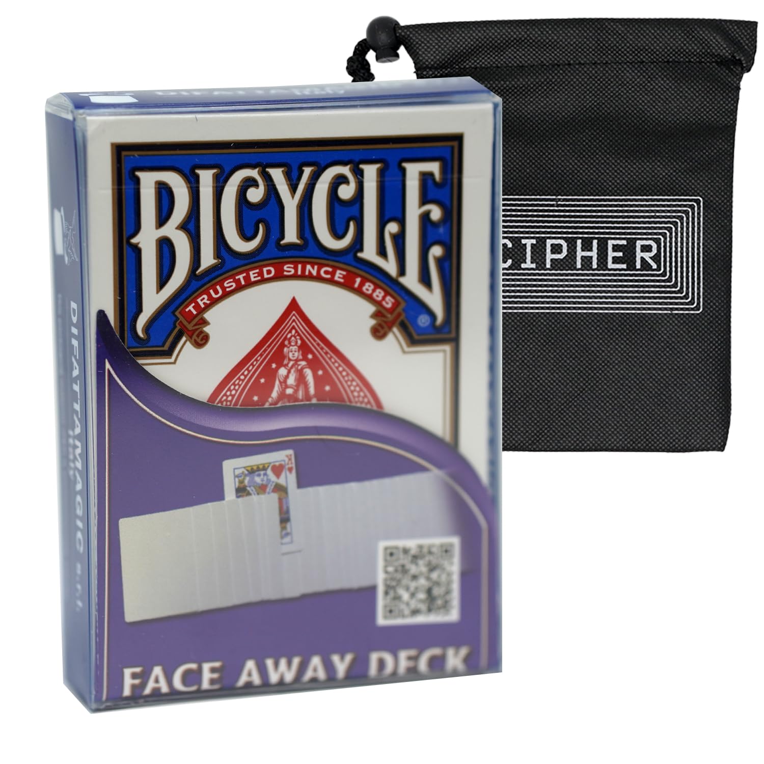 Bicycle Face Away Deck - Amazing Card Magic Trick Deck - Includes Cipher Playing Cards Bag