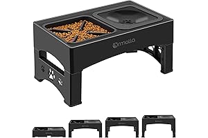 Adjustable Height Raised Dog Food and Slow Feeder Water Bowl Stand For...