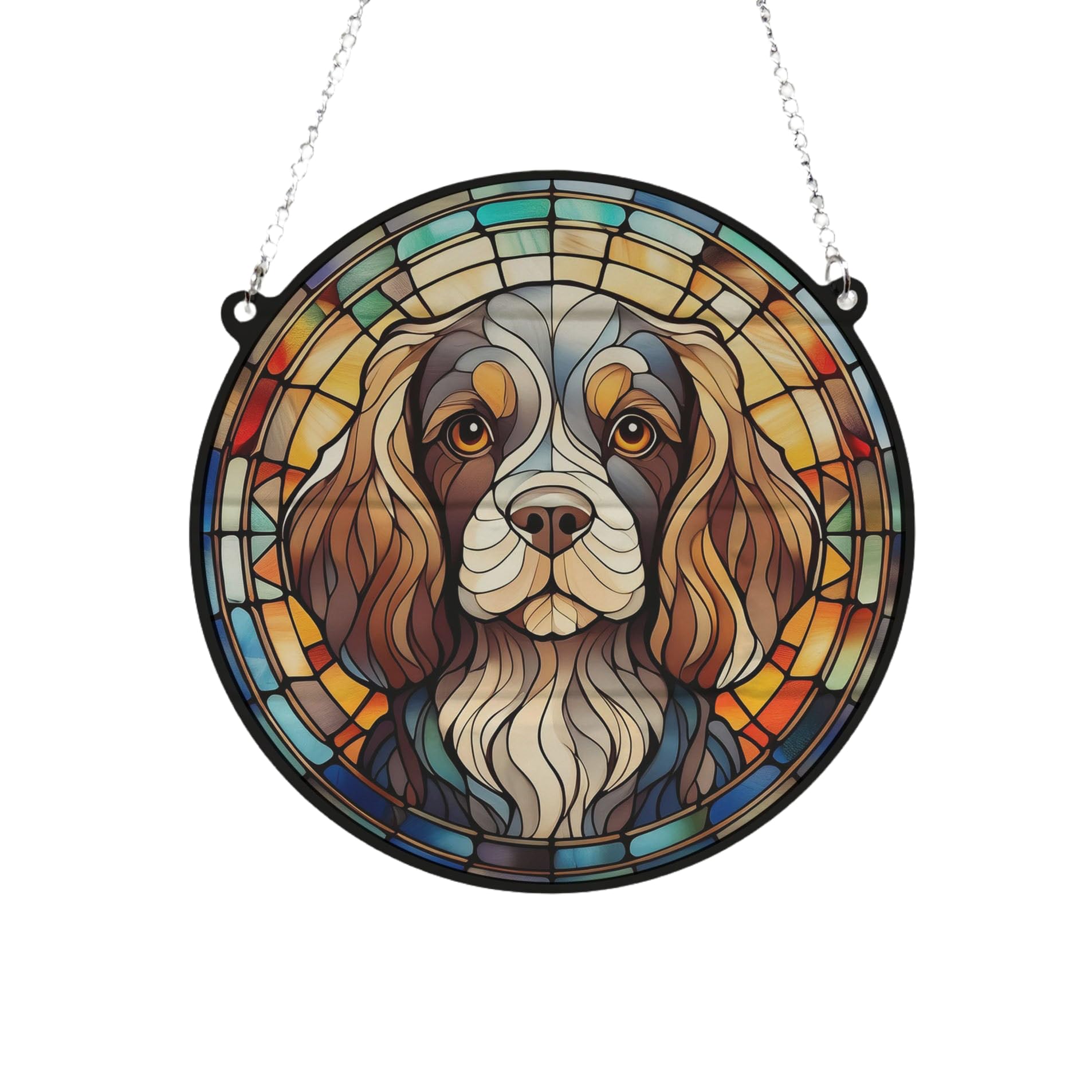 Cavalier King Charles Spaniel Stained Glass Effect Suncatcher Gift for Dog Lovers - 13cm