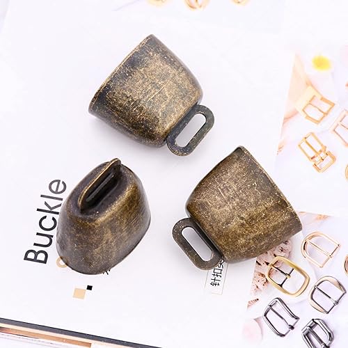 Miniatura 6 de MrMrKura Paquete de 6 campanas de cobre de pastoreo de vaca, caballo, oveja, campanas pequeñas de latón con cuerda de cáñamo, ganado, cabra, cabras,