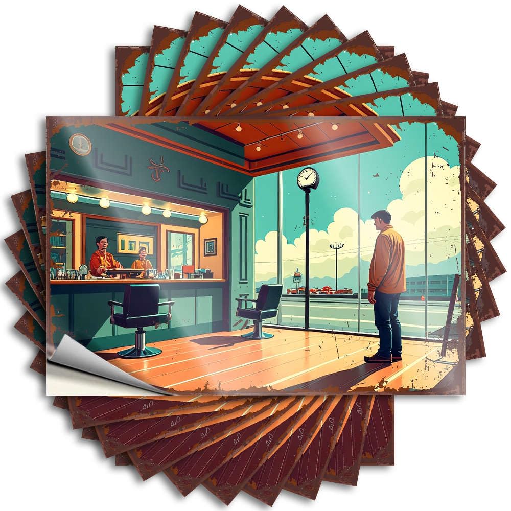 Man Waiting Outside Barber Shop. Stuff Heavy - Decals Tumbler Waterproof Decal(12X18CM)