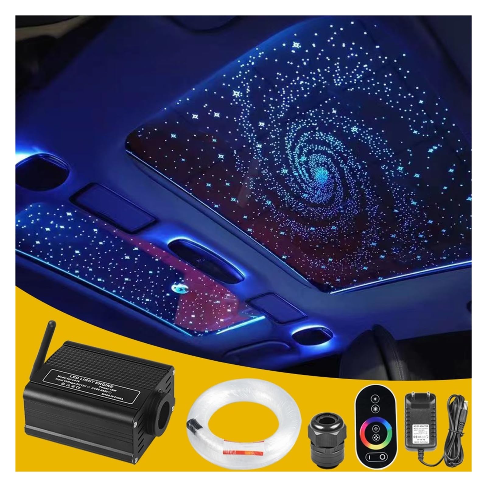 Oświetlenie wnętrza samochodu LED, Dotykowy zdalnego sterowania 16W RGB Światłowodowy silnik z światłowodowym kablem optycznym do dekoracji sypialni w oświetleniu samochodowym Światła nastrojowe w sam