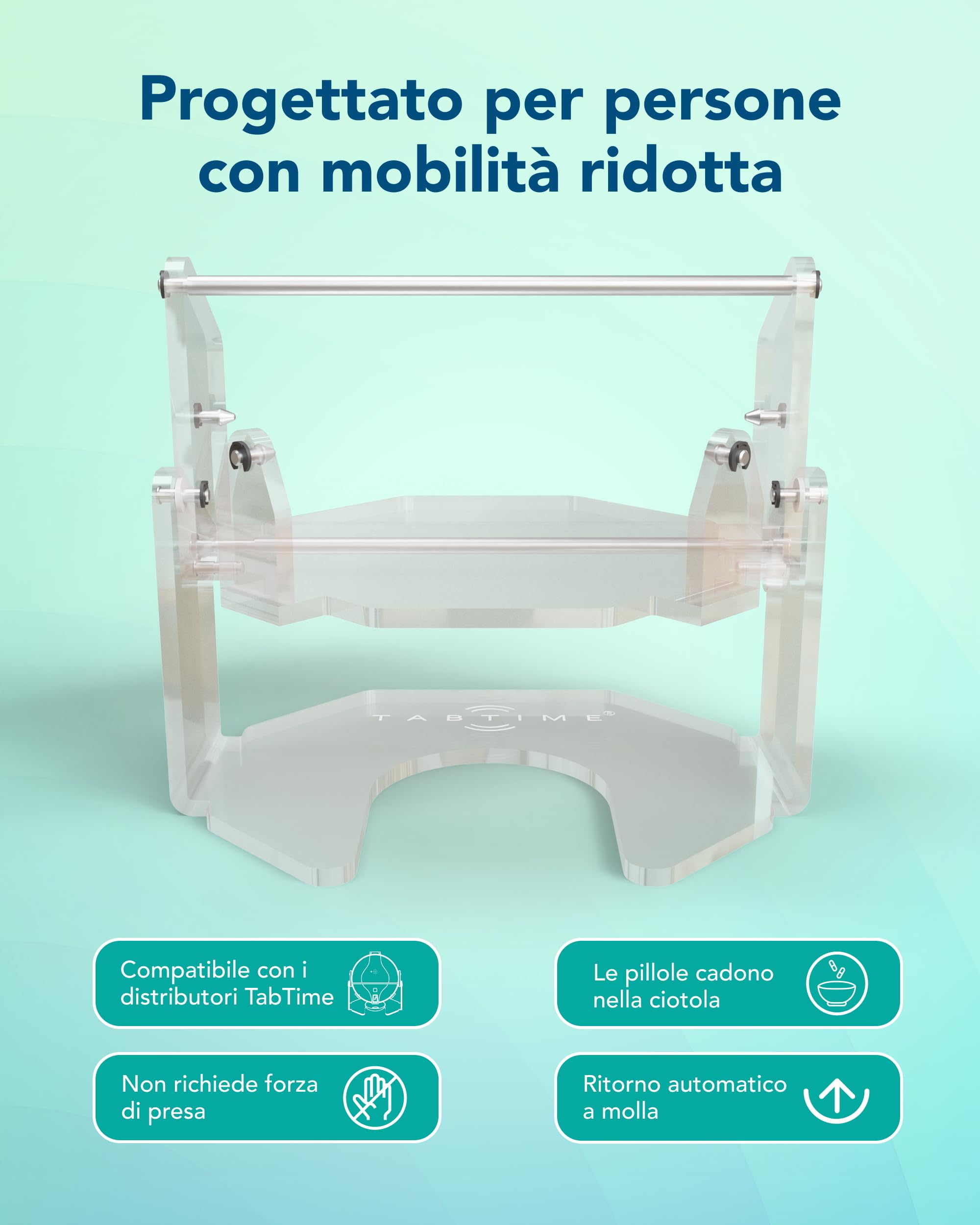 Sistema basculante per distributore automatico TabTime – Semplifica l'erogazione dei farmaci – Distributore per pillole venduto separatamente (Blu)