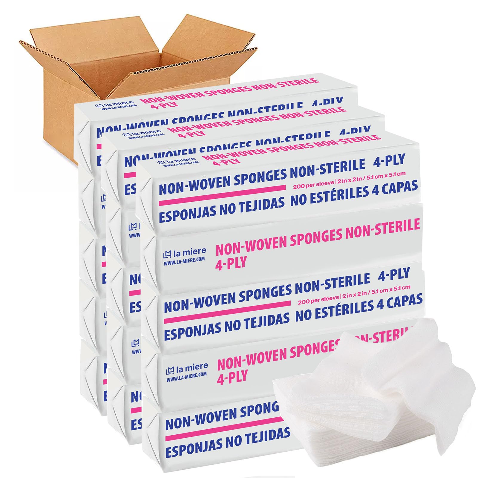 4"x4" 200 Pack Non-Woven Sponges 4-Ply Medical Sponges Non-Sterile — Amazon image 11
