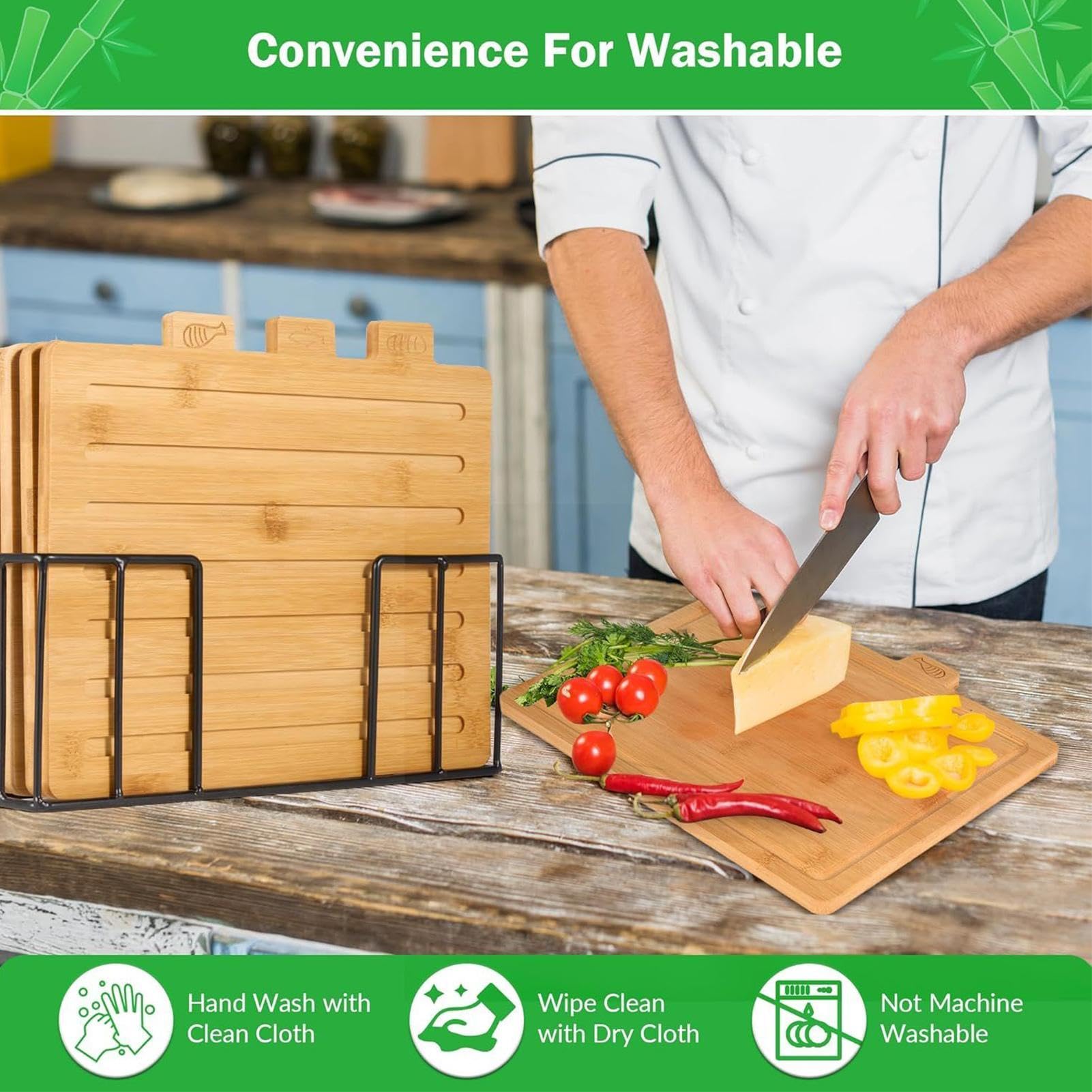 Tagliere per Alimenti Set Di 4 Pezzi In Legno Per Preparazione Pasti | Set Taglieri in Legno per Carne Famiglia Uomini Donne Casa Ristorante Caffè Appartamento Campeggio Dispensa
