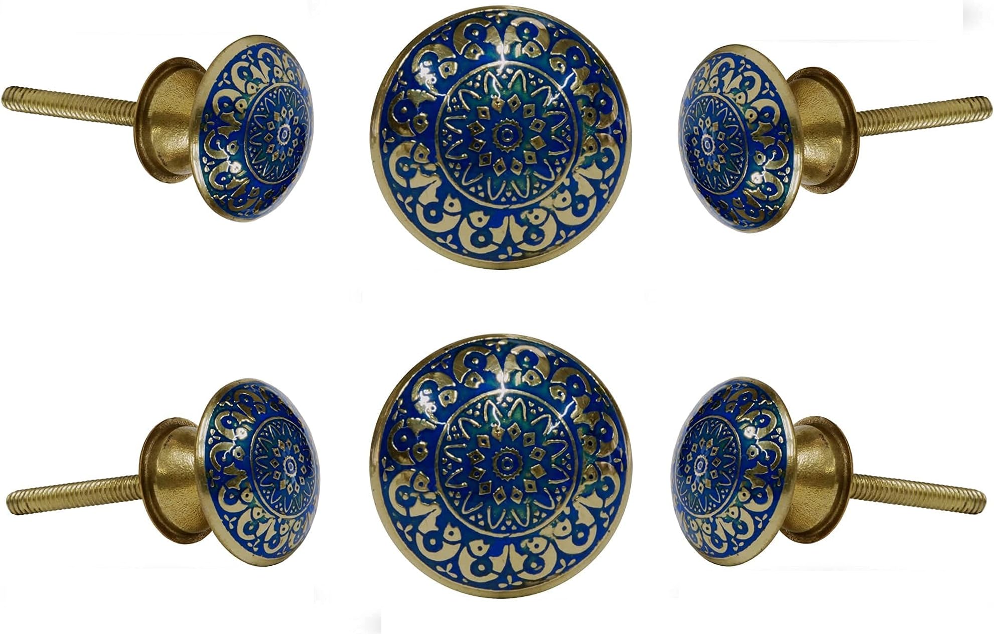 TRINCA-FERROSet of 6 France Metal Etch Knob Kitchen Cabinet Cupboard Door Dresser Wardrobe and Drawer Pull for Bahtroom | Bedroom | Office | Kitchen