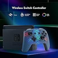 Vista 7 de Switch Controller with Hall Joystick, Wireless Switch Pro Controller for SwitchSwitch LiteSwitch OLED, 8 Colors Adjustable LED Wireless Remote