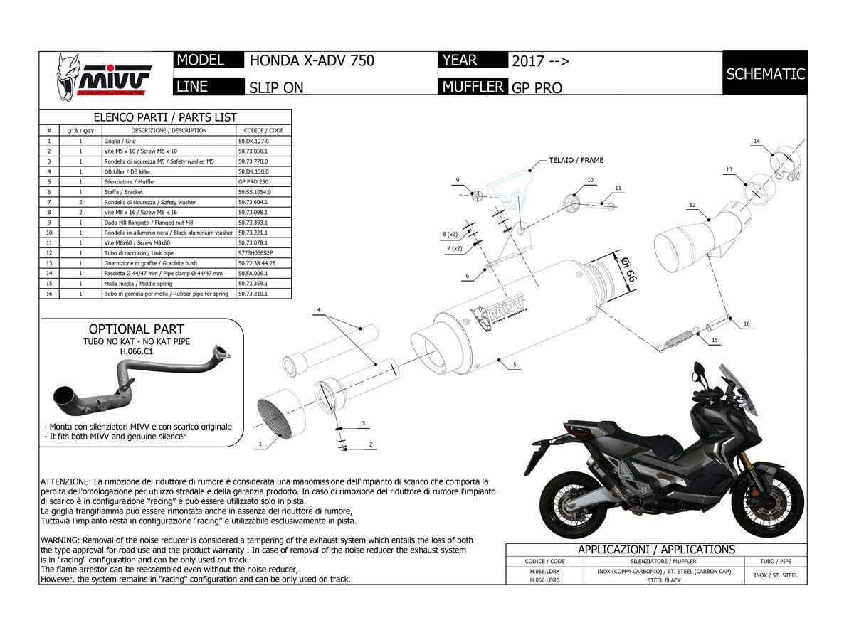 Terminal MIVV GP Pro inoxidable negro X-ADV 750 2017-2018