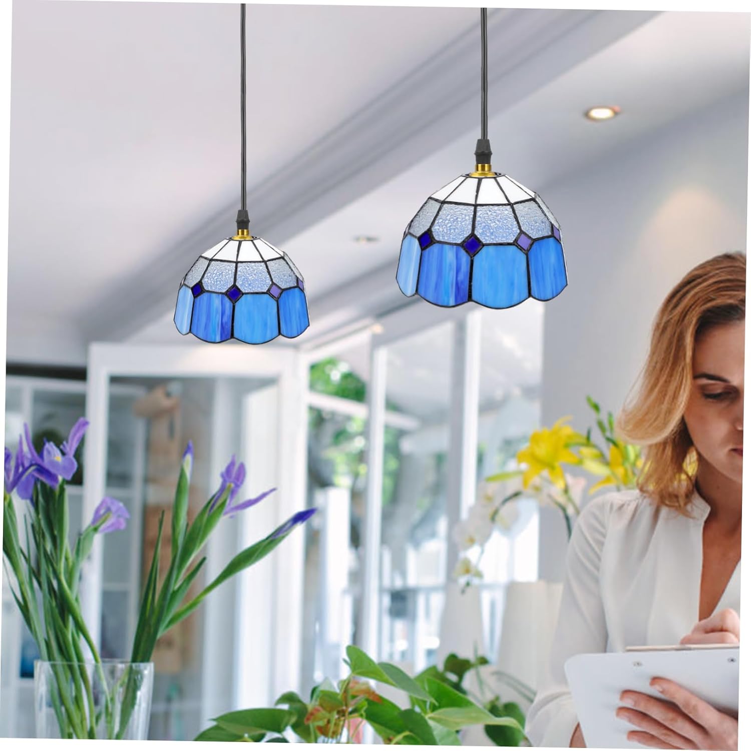 balacoo Chic Glass Lamp Shade for Home Delicate Style Ceiling Light Cover Elegant Wall and Hanging Light Fixture Easy Installation Compatible with Bulb