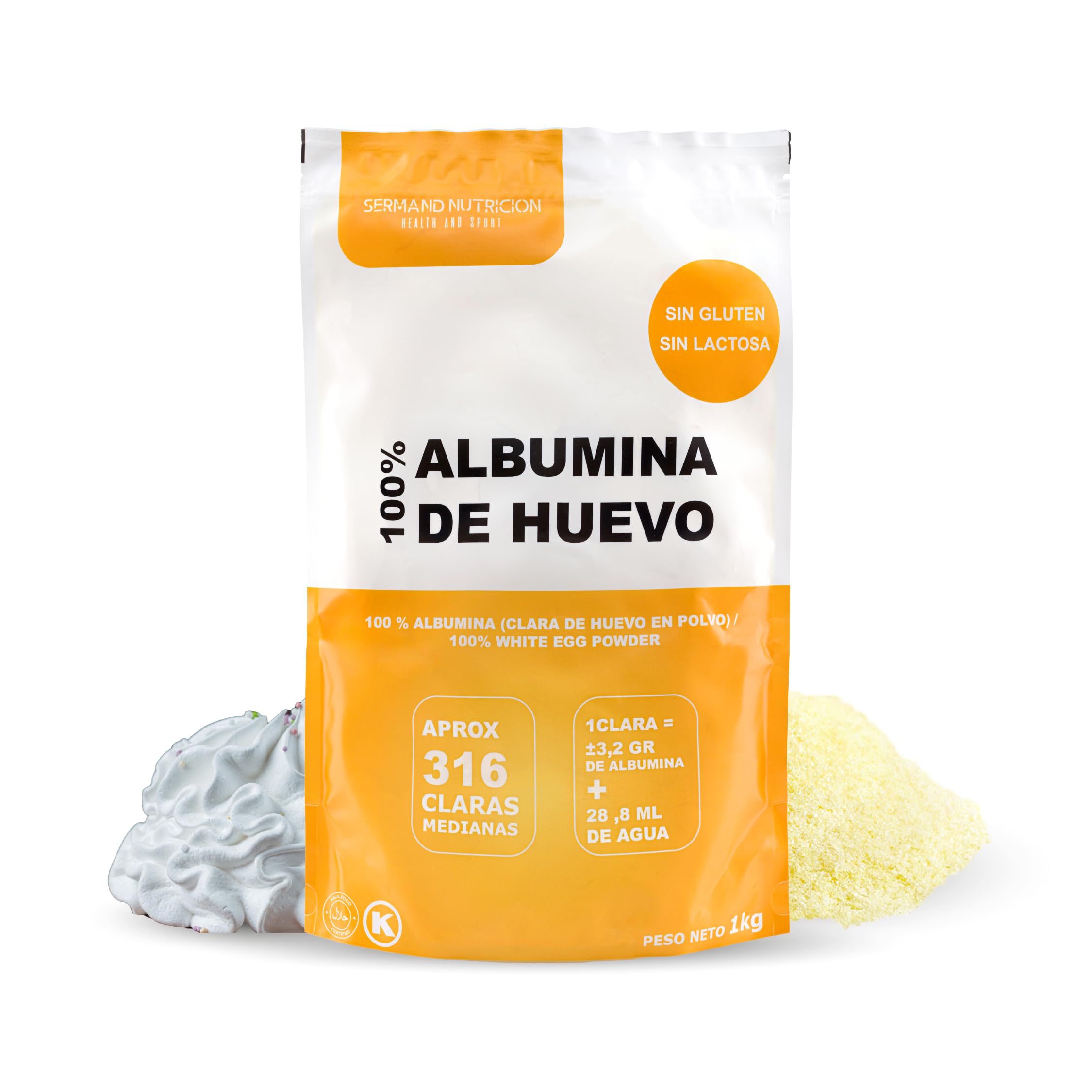 Eipulver aus Freilandeiern (1 kg) | Albumin | Pasteurisiertes Eiweiß | Getrocknetes Eiweißpulver | Laktosefrei | Glutenfrei | Vakuumverpackt