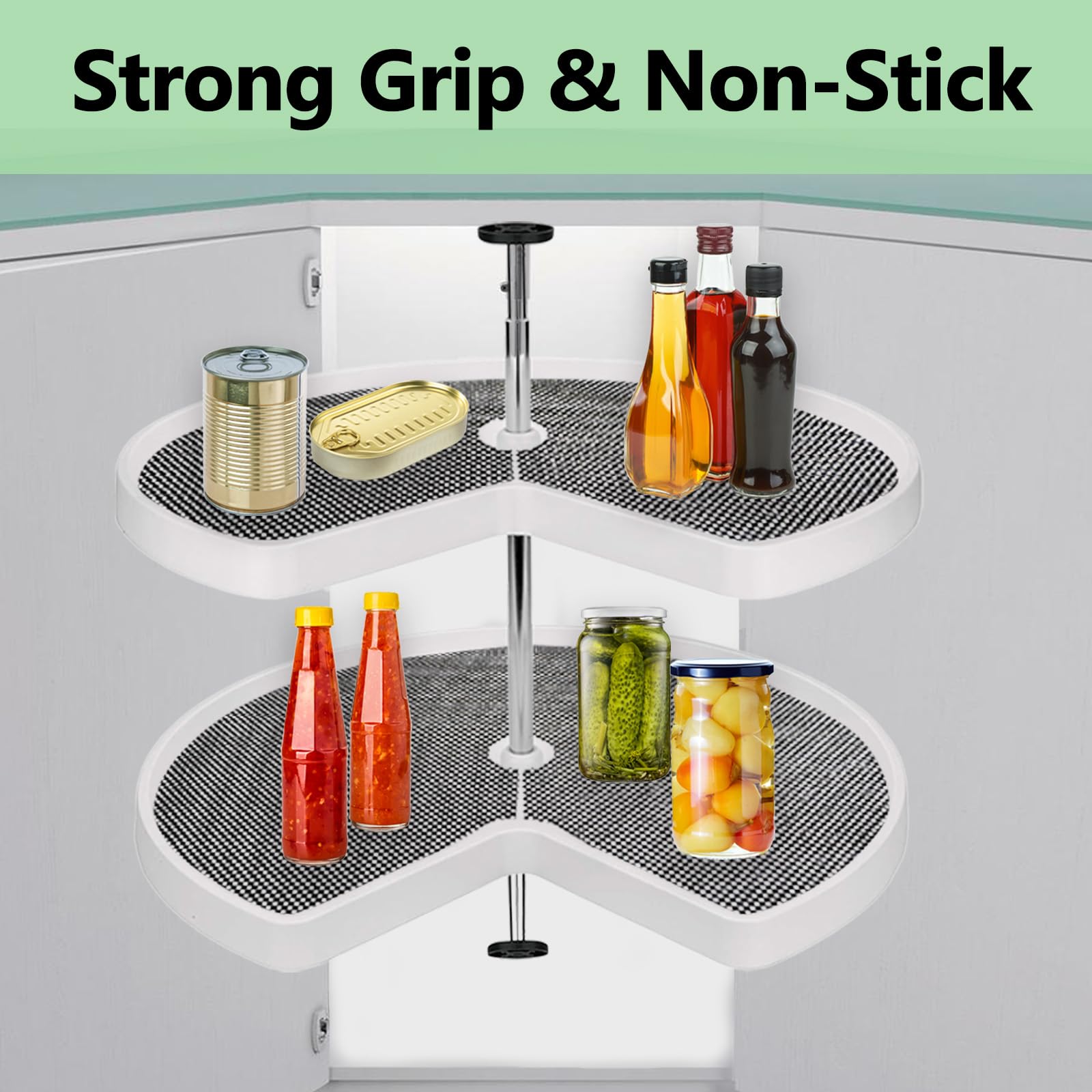 Frienda Lazy Susan Regaleinlagen, Nicht Klebend, Rutschfeste Küchenschrankeinlagen Für Kühlschrank, Speisekammer, Spüle Und Schrank, 78,9 Cm, Grau, 2 Stück