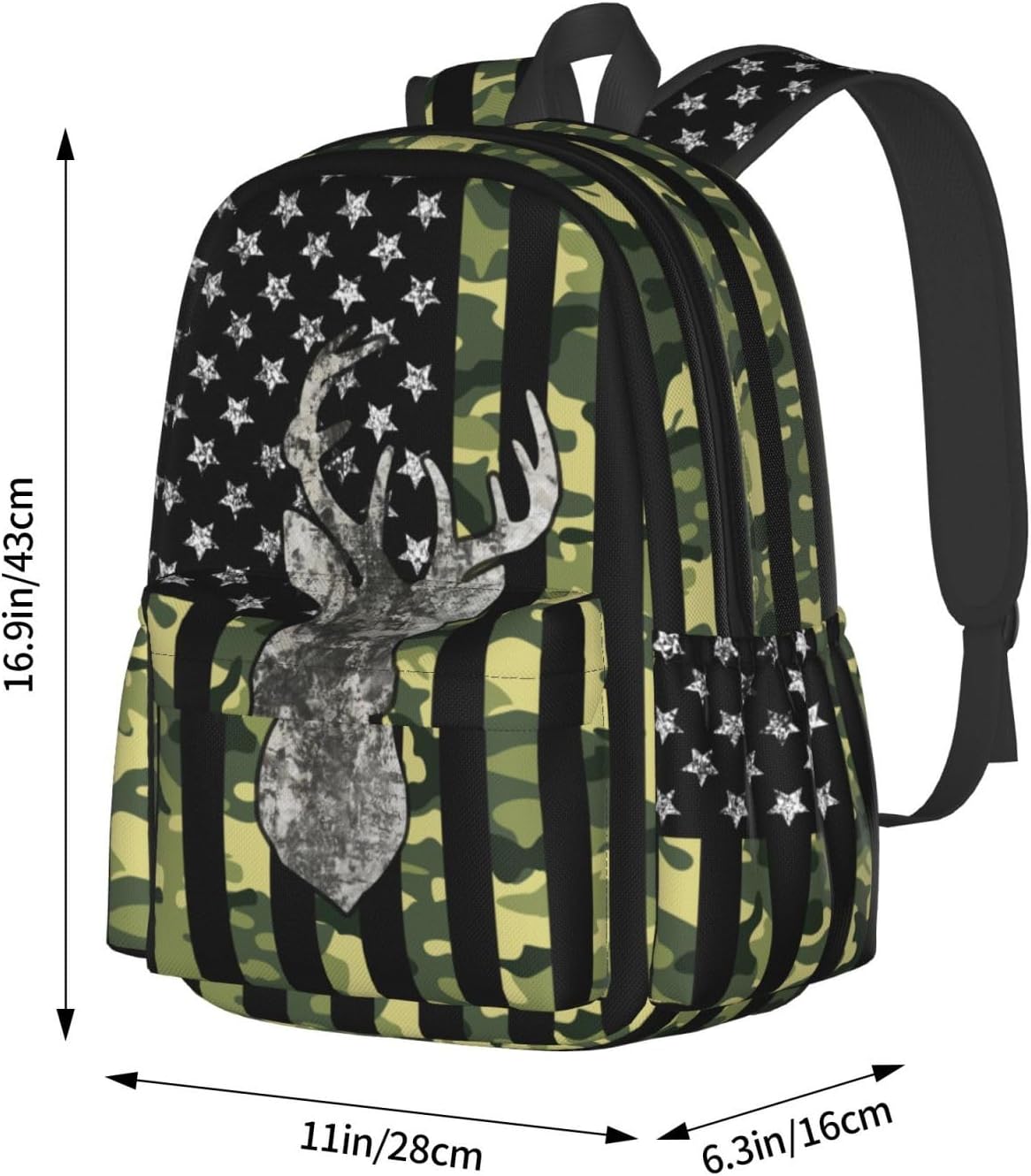 Camo Hunting American Flag Backpack Bookbag For Girls Boys School Lightweight Daypack - Image 3