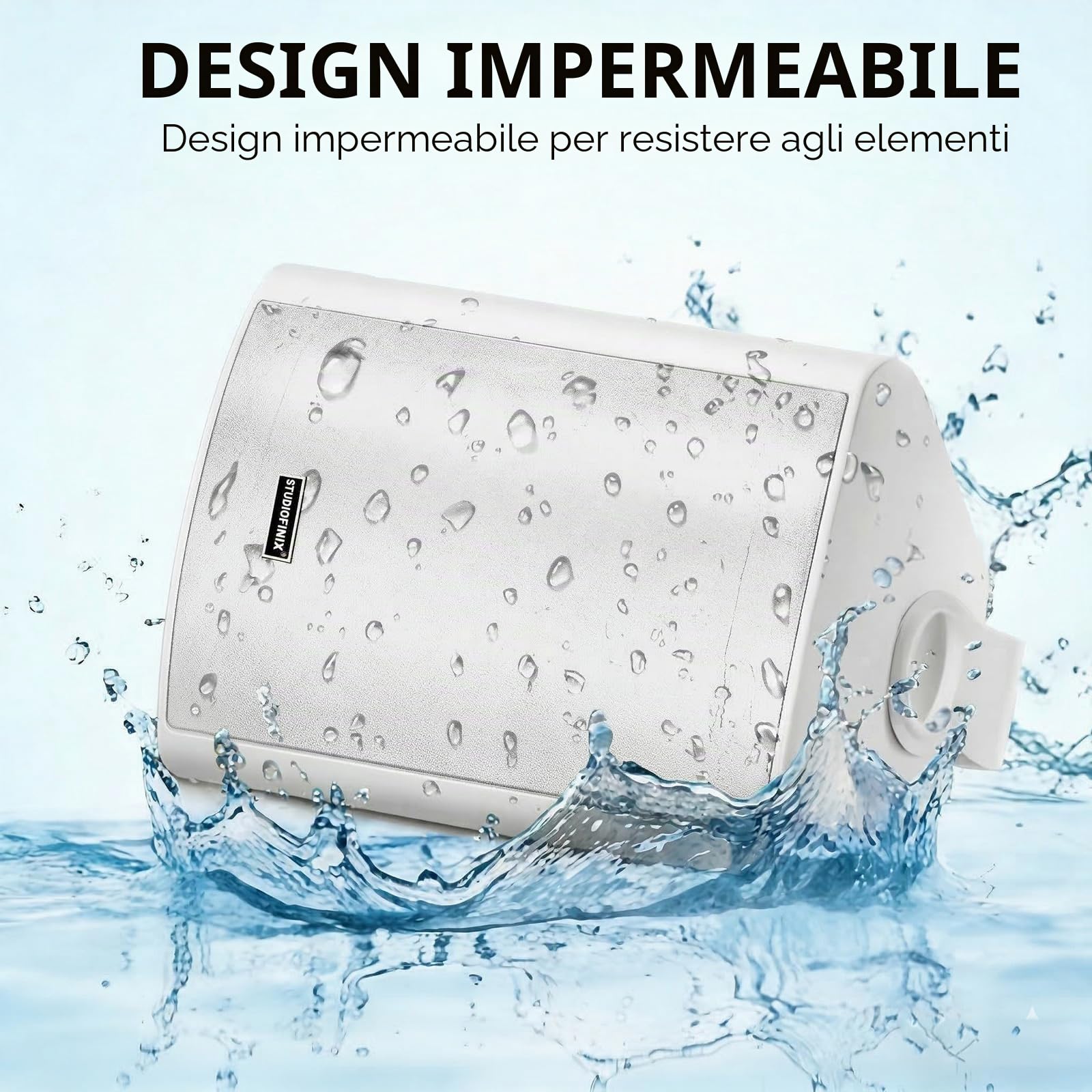 STUDIOFINIX Altoparlanti a parete 5,25" 300W Bluetooth 5.1 Impermeabili, Wireless con sincronizzazione e telecomando IR, interno/esterno, garage e giardino (501BLE, Bianco, Coppia)