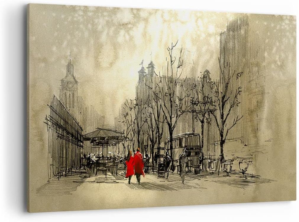 ARTTOR Wall Art Decoration city woman lover Canvas Print 120x80cm Canvas Picture Framed Living Room Bedroom Kitchen Printed Modern Artwork Large XXL Home Decor Photo Gallery AA120x80-3190