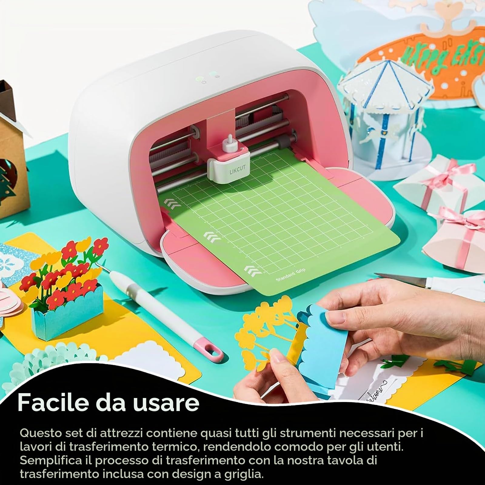 Pacchetto Accessori 82 Pezzi Per Cricut Maker Ed Explore Air (Vinile Adesivo Nastro Di Trasferimento In Vinile Htv Adesivi Stampabili Schede Di Inserimento Righello Tappetino Taglio Rullo Frammento)