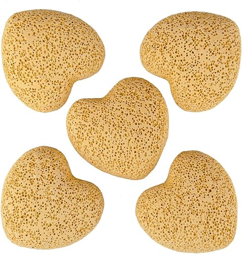 rockcloud Juego de difusor de aceites esenciales de aromaterapia con forma de corazón y piedras de lava amarillas, 1.7 pulgadas, 5 unidades
