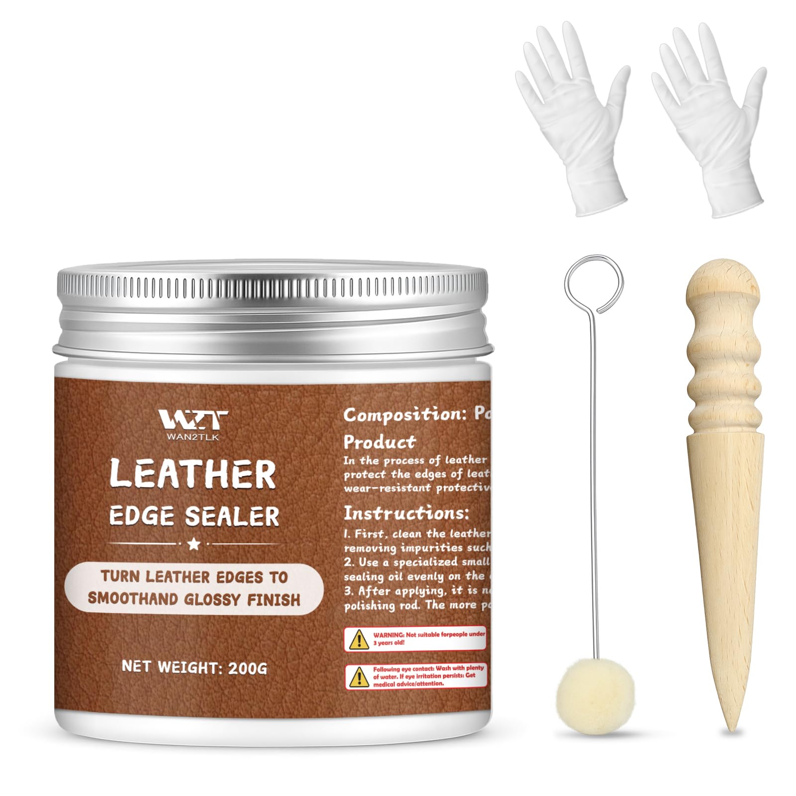 Leather Edge Finishing Gum, High Gloss Burnish Polish for Smooth Leather Edges, Water Based Non Toxic Formula, Works on Belts Wallets Bags Shoes